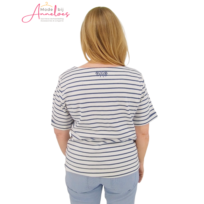 Red Button sweatshirt Terry Stripe jeans blue